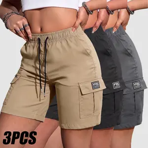 3PCS Summer Women’s Cargo Shorts, featuring an elastic waistband, side pockets, and drawstring design; sturdy and durable, multi-pocket design, breathable—perfect for outdoor activities and everyday wear. Summer Charm