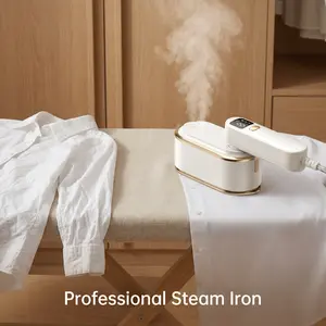2-in-1 Steam Iron, Portable Travel Steam Iron, 1200W Fast-Heating Garment Steamer with 3-Temp Control, Foldable Handle, 5oz Water Tank, Dry & Wet Ironing for Clothes, Perfect for Business Trips & Vacations