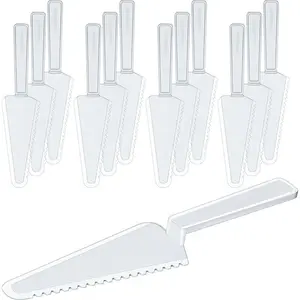 50 Pieces Disposable Plastic Cake Cutter 9.1 Inch Plastic Cake Server Cutting Plastic Spatula Plastic Knives Pie Pizza Pastry Slicer Serving Utensils for Kitchen Wedding (Clear)