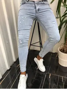 Men's Slim Denim Jeans, Casual Comfy Ripped Design Trousers for Daily Wear, Fashion Men's Bottoms for All Seasons