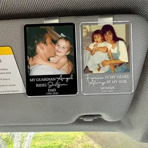 Personalized Memorial Photo Acrylic Car Visor Clip, Loss Of Mom Dad Gift, Personalized Mom Dađ Picture Sun Visor Clip, Memorial Keepsake Gift, Sympathy Gift, Loss Of A Loved One Gift