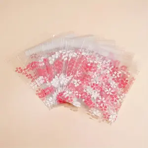 100 Self-Adhesive Small Flower Plastic Bags, Jewelry Necklace Cookie Packaging, Lightweight Portable Storage and Packing Supplies