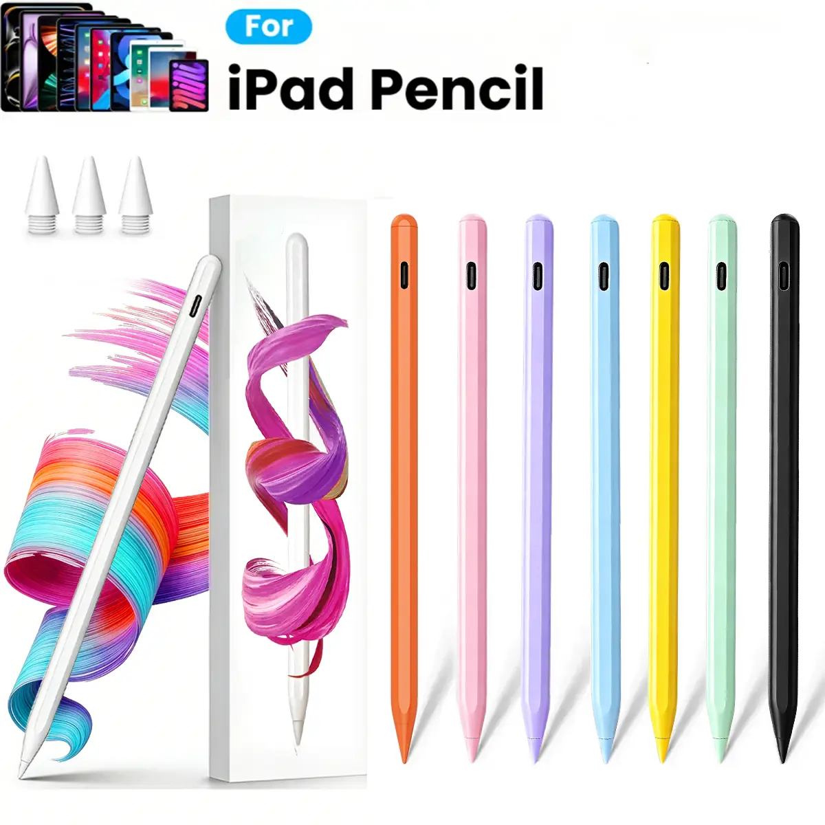 Stylus Pen for iPad 6th-11th Generation-2X Fast Charge Active Pencil Compatible with 2018-2026 Apple iPad Pro 11"/12.9"/M4, iPad Air 3/4/5/M2/M3/M4,iPad mini 5/6/7 Gen BackToSchool, Tablet, Batteries, Popular