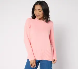 Peace Love World 100% Cotton Crewneck Sweater w/ Pop Color Detail Peace Love World 100% Cotton Crewneck Sweater w/ Pop Color Detail