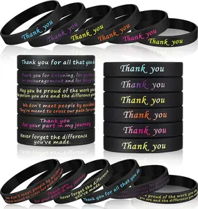 24 count Employee Appreciation Gifts Bulk, 2025 Thank You Gifts for Thanksgiving Day Christmas Employee Coworker  Bracelets for Women Men Staff Retirement Presents, 6 Style
