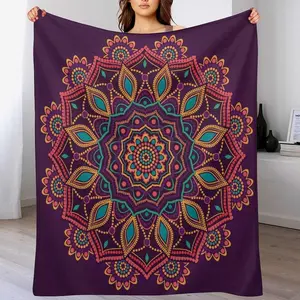 Mandala Throw Blanket Indian Hippie Bohemian Art Floral Texture Pattern Blanket for Sofa Bed Couch Chair Or Dorm 50"x60"
