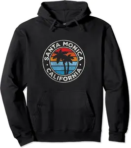 Santa Monica California CA Vintage Graphic Retro 70s Pullover Hoodie - Rubencordov Shop 81B08NL45HYK