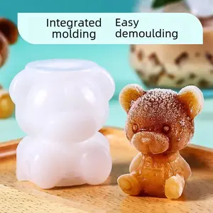 3D Bear Ice Cube Mold Silicone Bear Ice Grinder DIY Ice Cream Tools Cold Drink Ice Molds for Home Kitchen Bar Accessories