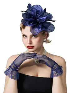 Fascinator Headband with Feather, Headbands Women, Women's Tea Party Hat for Kentucky Derby, Cocktail, Wedding, Fancy Dress Party, Jockey Club, Accessories