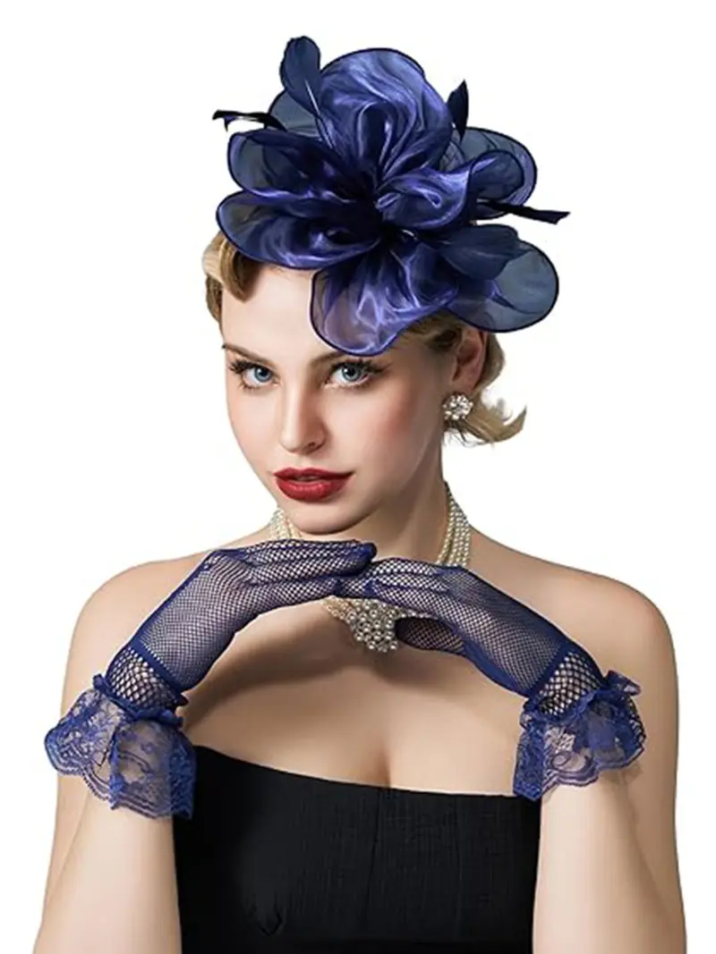 Anthropologie blue floral pearl embellished headband new anthropologie headband pearl blue - TikTok Shop main image 4