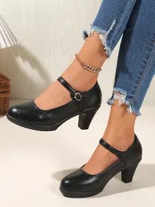 Women's Pointed Toe PU Leather High Heels, Cut Out Design, Rubber Sole, Medium Width, All Season Classy Elegant Fashion Shoes