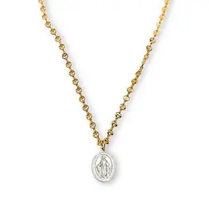 Bellezza 17" Bronze 2-Tone Miraculous Medal Moon-Link Drop Necklace
