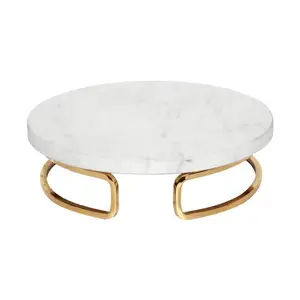 Round Marble Display Tray on Gold Metal Stand