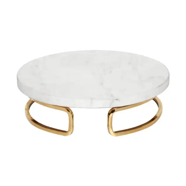 Round Marble Display Tray on Gold Metal Stand