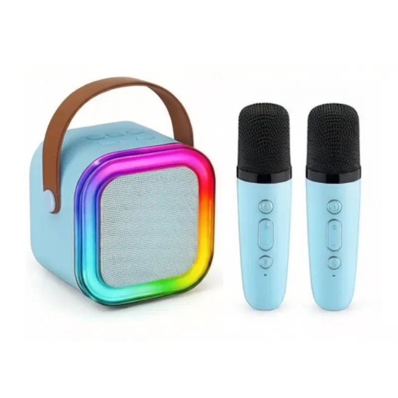 Mini Karaoke Machine with 2 Wireless Mics, Built-In Batteries, Superior Sound, Bluetooth Connectivity, 5-10H Playtime, LED Lights, 4 Magic Sound Effects, Ideal for 8-10 Years Toddlers, Christmas/Birthday Gifts, Premium Packaging, USA Shipping