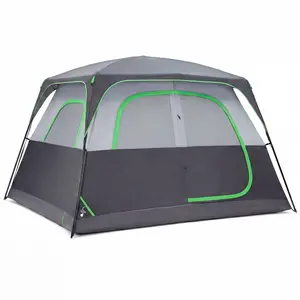6-Person Waterproof Windproof Tunnel Camping Tent for Family - Large Interior, Easy Setup, Mesh Windows, Skylights, Portable for Car Camping, Hiking
