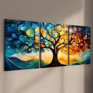 Abstract Tree Pattern Canvas Painting with Frame, 3 Counts/set Modern Wall Art, Wall Decor for Home Living Room Bedroom Office