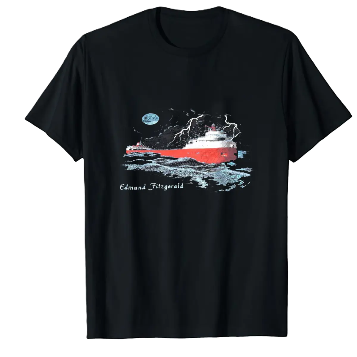 Vintage Edmund Fitzgerald Gordon Lightfoot Classic Black T-shirt/ Sweatshirt, Gift Lovers, Unisex Heavy Cotton Fabric, Menswear Top, Streetwear