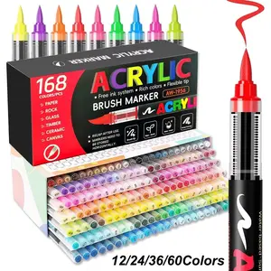 Soft Head Painting Graffiti Color Markers Pen, Straight Liquid Acrylic Coloring Markers, Student Drawing Pen Set, Office Stationery & Supplies, Art Pen