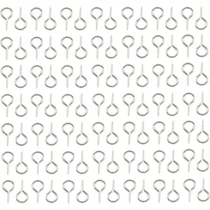 100 Pieces Small Screw Eyes Pin Hook for DIY Crafts, 6 x 13mm (Silver)
