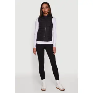 Mock Neck Zip Front Puffer Vest