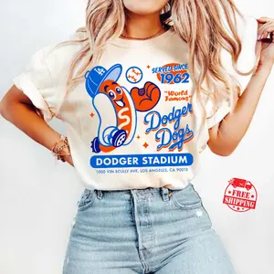[Sale up to 50%] [Free Ship] Dodger Dogs Since 1962 T-Shirt, Baseball Shirt, Vintage Baseball Crewneck