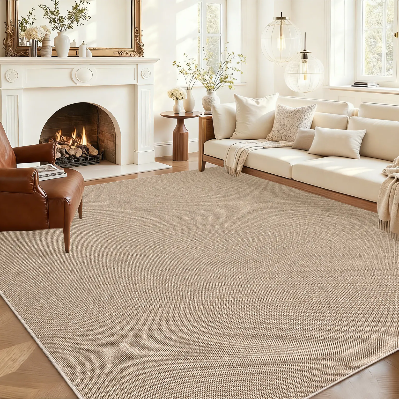 Washable Solid Living Room Rugs, Modern Non Slip Area Rug for Bedroom, Indoor Contemporary Soft Non Shedding Nursery Rugs, Stain Resistant Large Throw Carpet for Dining Room Home Office