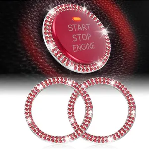 Car Engine Start Stop Decoration Ring, Crystal Double Rhinestone, Bling Car Interior Accessories for Women, Key Ignition & Knob Bling Ring, Push to Start B