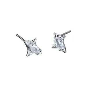 Small CZ Stor Stud Earrings for Men Women Streetwear Hip Hop Punk Unisex Style