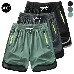 Men's 3-piece solid color drawstring pocket shorts; men's clothing, sports casual stretch waist pocket shorts; breathable summer men's basketball athletic running bottoms; everyday summer shorts