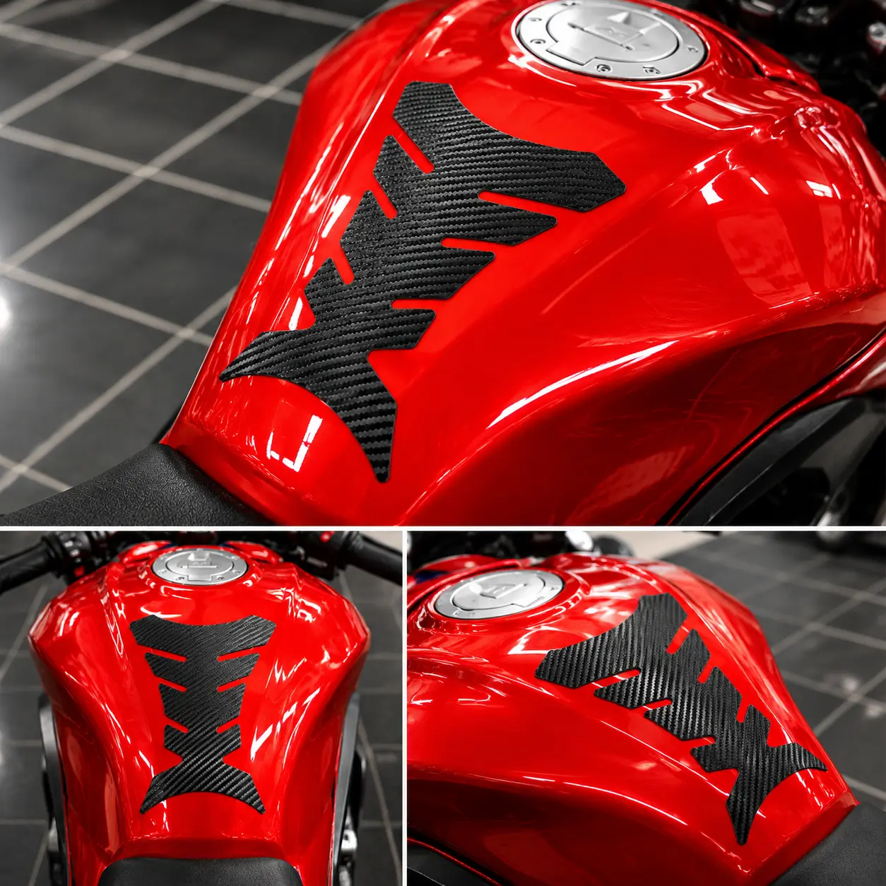 1 Pc Universal Carbon Fiber Motorcycle Tank Pad Protector - Racing-Themed Accessory, Motorcycle Decals, Magnets & Stickers Compatible with Honda, Suzuki, Yamaha, Kawasaki, KTM, Hayabusa