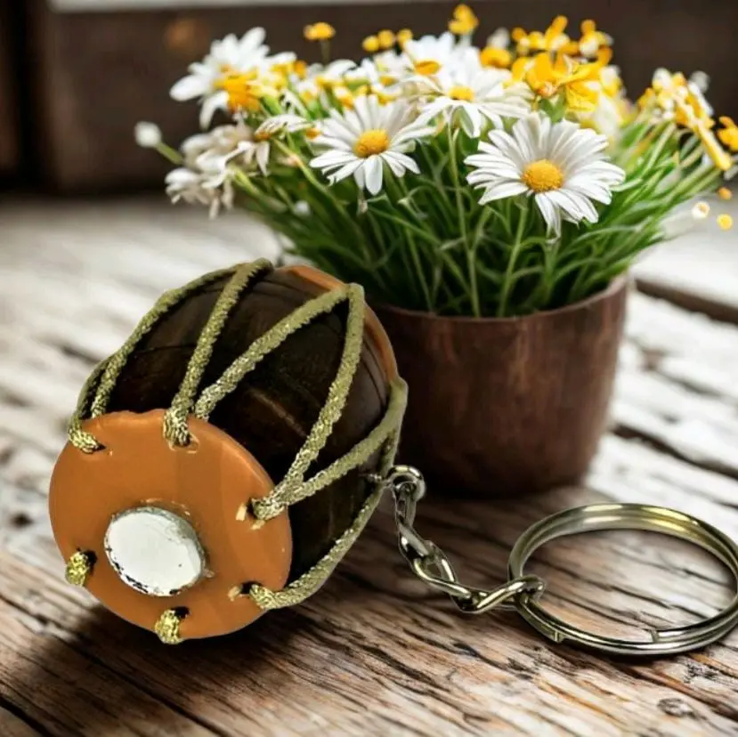 Pakistani Dhol - with Charms & Chain - Embroidered Design for Keys or Bags - Unique & Stylish Accessory
