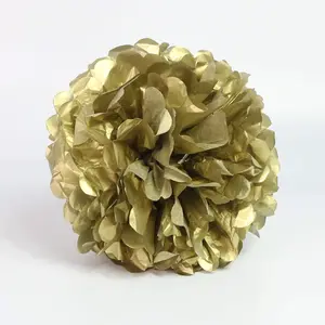 Tissue Pom-Pom 12 Inch Fancy Gold 4 pack