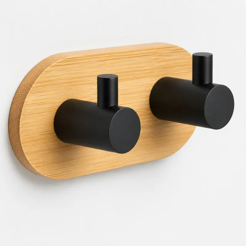 2-Pack Heavy Duty Wooden Wall Mounted Hooks, Minimalist Matte Wood Hangers for Hat, Towel, Robe, Decorative Organizers for Entryway, Bathroom
