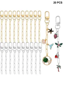 20-Piece Keychain Making Kit, Includes Metal Keychain Clips, Rings, Swivel Hooks, Lobster Clasps, Extender Chains, Ideal for DIY Crafts, Jewelry, Gifts, Keychain Set