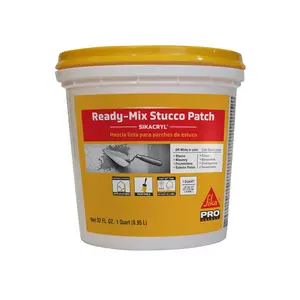 SIKA Sikacryl Stucco Repair, White, 1-Qt, Ready-Mix Stucco Patch for Large Cracks and Spalls, Acrylic-Based,/Exterior, Textured, Moisture-Resistant