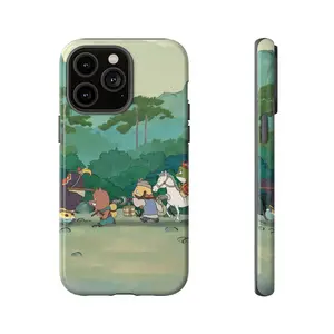 Cute Adventure Animal Phone Case – Vintage Storybook Style, Cartoon Journey Design, Nature Landscape Aesthetic Cover