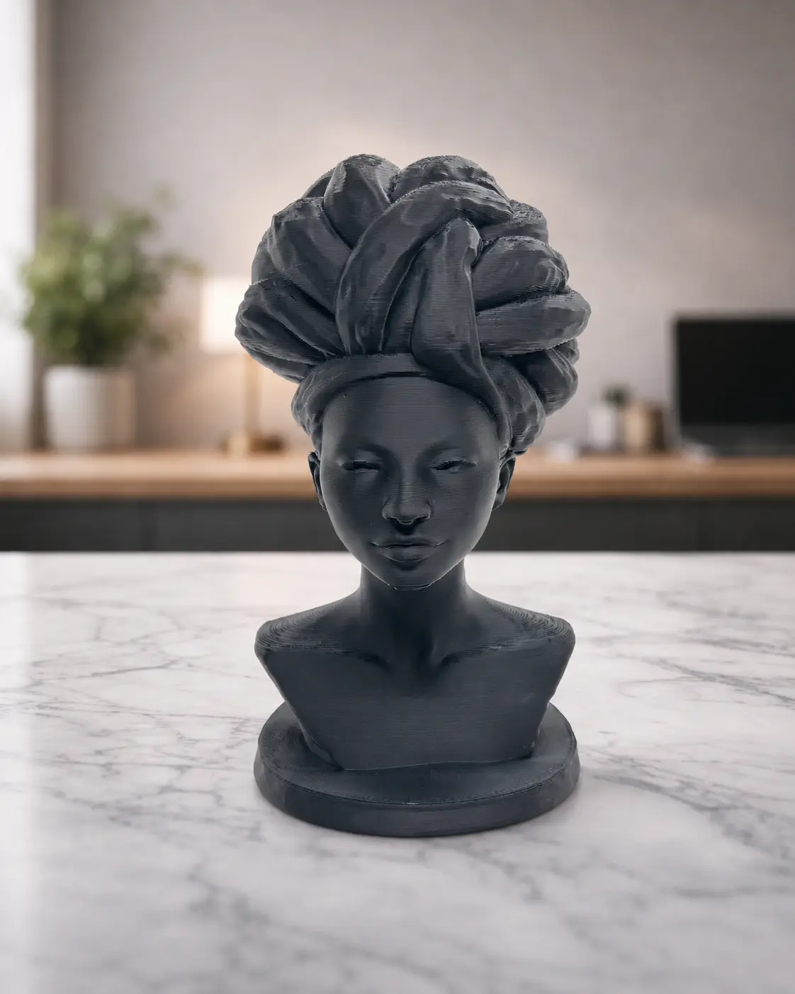 Women's Bust Sculpture - Modern Headwrap Statue, interior Decoration Accessories for Brush & Beauty Product Storage, Ideal Home Decor Gift Figurines Decor, metal decor, metal  bust Statues.