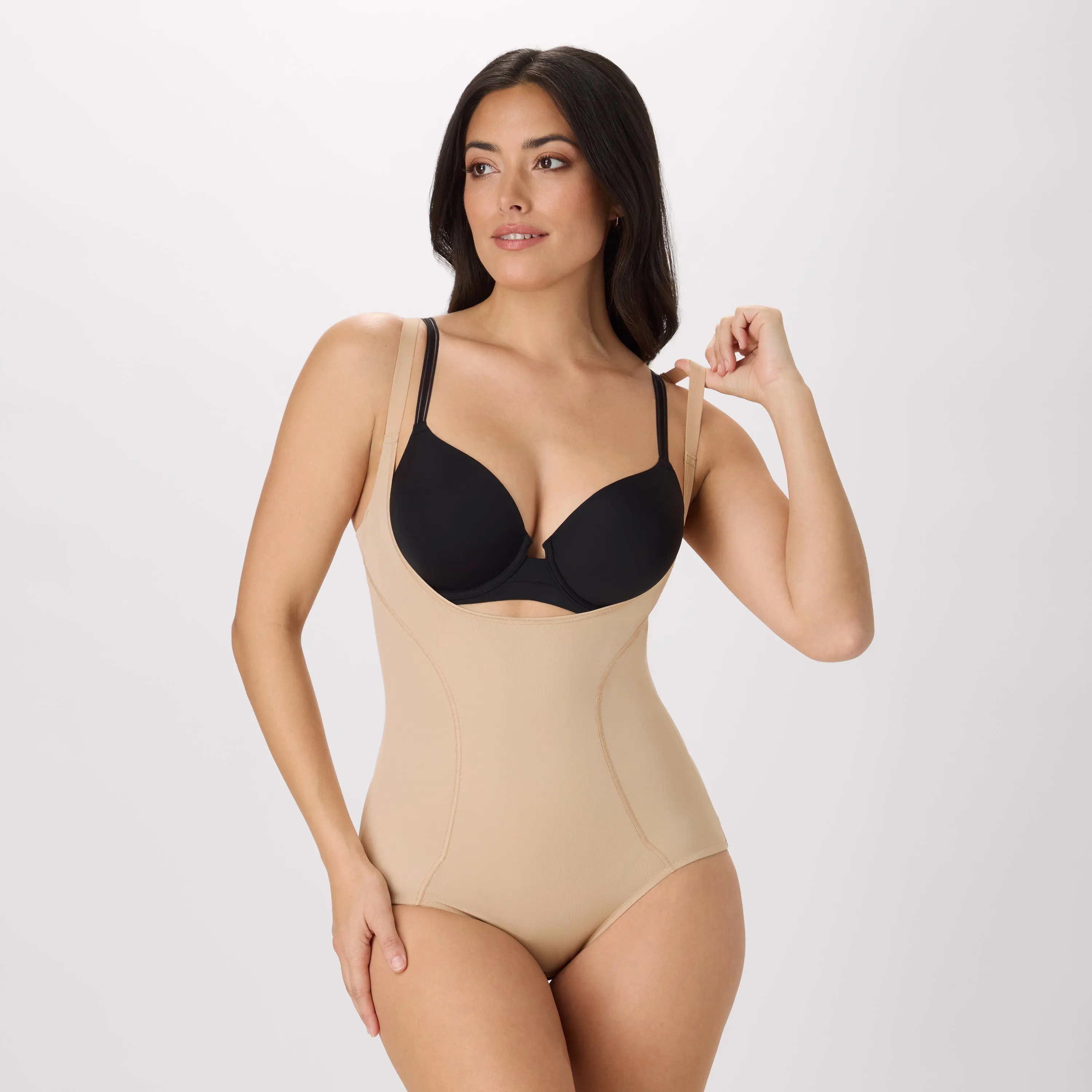 Maidenform Open Bust Body Shaper Smooth Shaping Adjustable Straps Cool Comfort Fabric Solid Color Comfortable Women's Shapewear