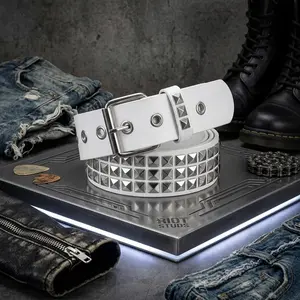 Studded Belt with Metal Punk Rock Rivets for Women and Men - Gothic Leather Belt Accessory Perfect for Jeans Pants, Stylish Punk Rock Fashion Statement, Adjustable Buckle, Unisex Gothic Clothing Accessories