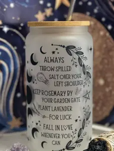 Practical Magic 16 oz Glass Tumbler with Unique Design & Inspirational Quotes