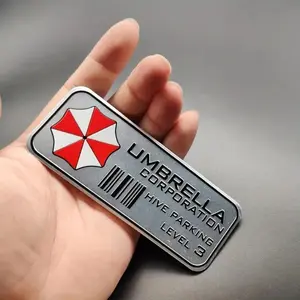 Metal Car Emblem for Motorcycles and Cars, Adhesive Sticker for Vehicle Decoration, Hexagonal Umbrella Design Car Accessory, Car Stickers, Vehicle Exterior Decoration