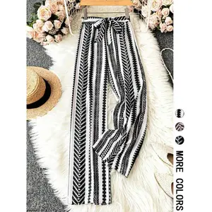 Women's Graphic Print Wide Leg Pants, Casual Comfy Trousers for Beach Vacation Holiday, Ladies Bottoms for All Seasons