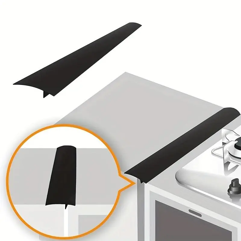2-Pack Silicone Kitchen Stove Counter Gap Cover, Heat-Resistant Mat, Oil-Dust Sealing Cleaning Pad for Retailers (Kitchen Appliance Part) – 2 Pieces Versatile Use Gas Stove Protector, Stores