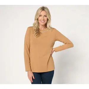 Isaac Mizrahi Live! Rhinestone Embellished Crew Neck Top