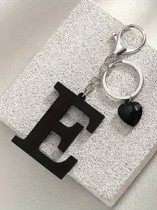 1pc Large Letter Keychain - Glossy Black keyring with Lobster Clasp, Bold A-Z Alphabet Shapes, Durable Material - Keychain for Women & Men, Birthday Gifts, Everyday or Special Events - Durable Keychain Accessory, Gift, Sleek Finish, Matte Texture