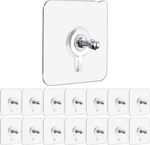Buy 10 Get 10 Free,20 heavy-duty adhesive hooks, wall hooks for hanging, no screw stickers, seamless screws for wall installation, 2-in-1 reusable, white, 16mm
