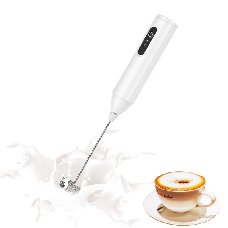 Rechargeable Handheld Electric Milk Frother, 3 Speed Powerful Adjustable Coffee Whisk Foam Maker Blender, Portable USB Charged Drink Mixer for Latte Cappuccino Matcha Hot Chocolate Espresso, Easy to Clean Durable Household Cream Coffee Barista