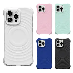 Ripple Silicone Engraved Letters Phone Case for IPhone 17 16 15 14 13 Pro Max Plus with MagSafe Anti-drop Shockproof Back Cover