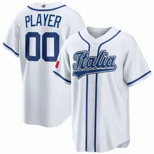 2026 Italy Pick-A-Player Baseball Jersey - White/Blue Team Italia Baseball Shirt, Full Button Sportswear for Men & Women 78E